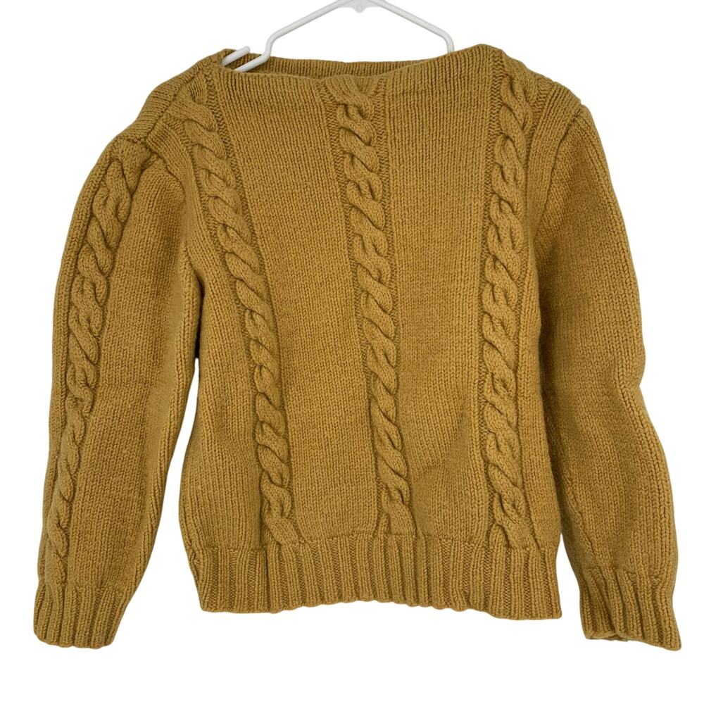 Vintage Women's Mustard Yellow Cable Knit Midi Sweater Size M/L